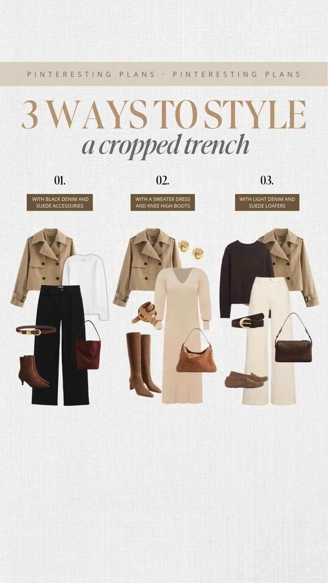 3 ways to style a cropped trench 🙌🏻🙌🏻

Trench coats, fall style 

#LTKWorkwear #LTKStyleTip 

#LTKFindsUnder100 #LTKootd #LTKSeasonal
