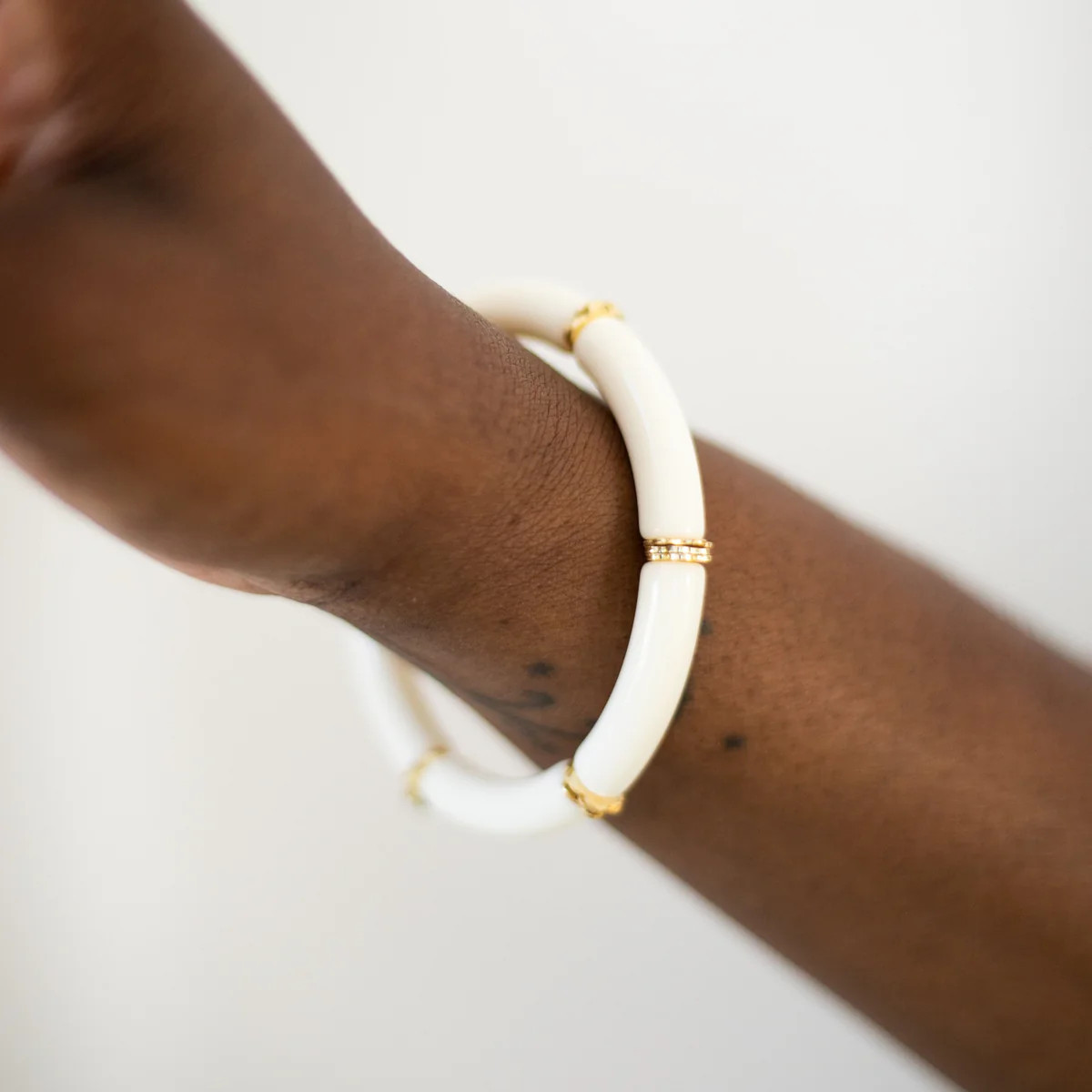Skinny Acrylic Bamboo Bracelet: White | The Worthy Co.