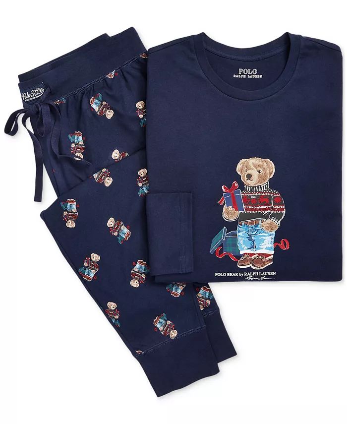 Men's 2-Pc. Cotton Polo Bear Pajamas Set | Macy's