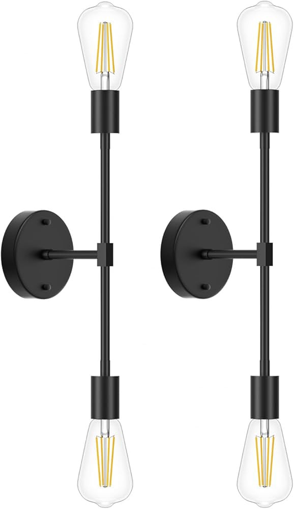 FadimiKoo 2-Light Black Bathroom Light Fixtures, Modern Wall Sconces Lighting Fixtures, Indoor Se... | Amazon (US)