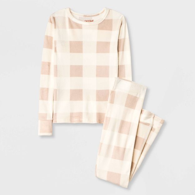 Girls' 2pc Buffalo Plaid Pajama Set - Cat & Jack™ Cream | Target