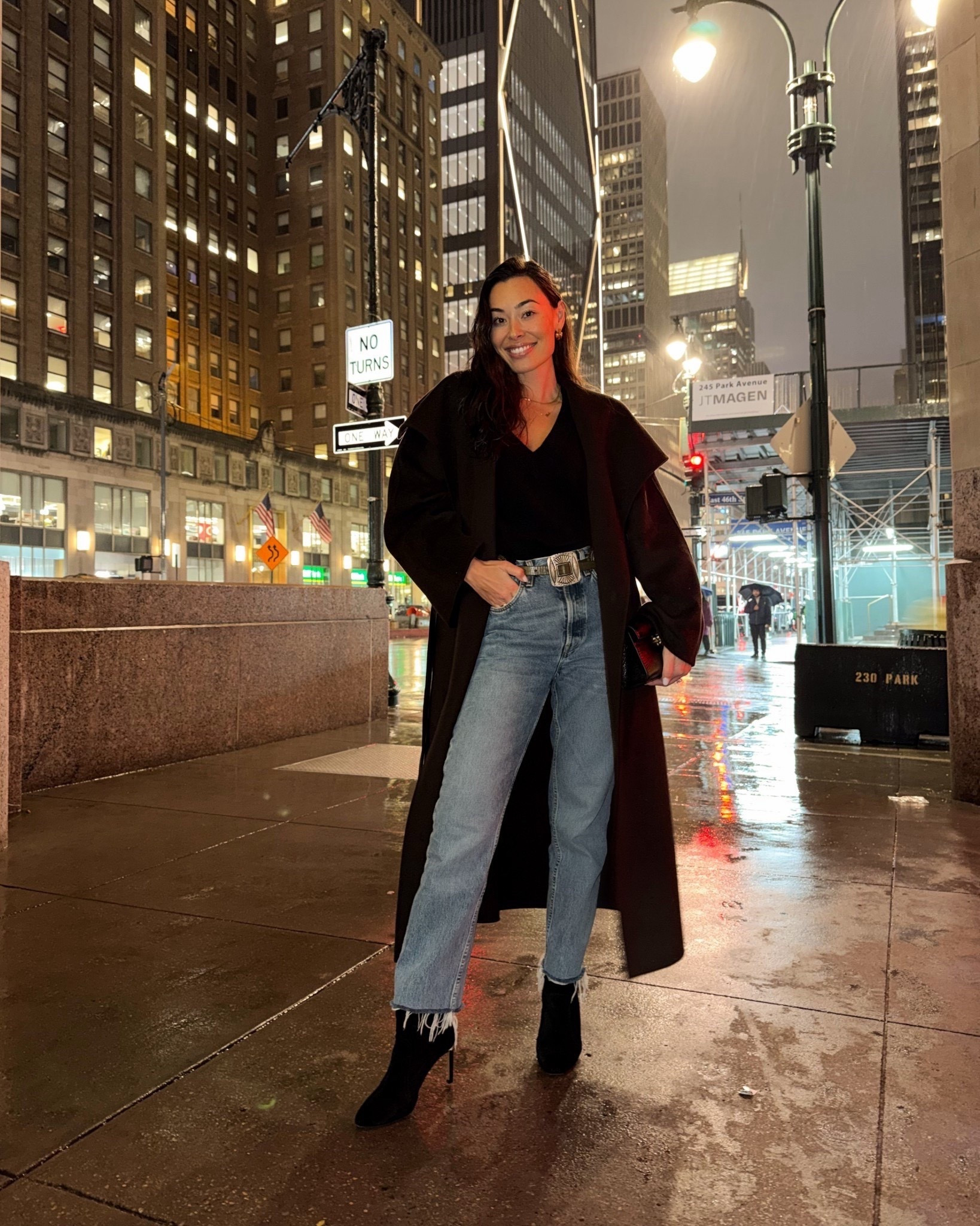 Winter outfit, date night outfit, brown and black outfit, western belt, NYC. 

#LTKootd #LTKdayinmylife #LTKSeasonal