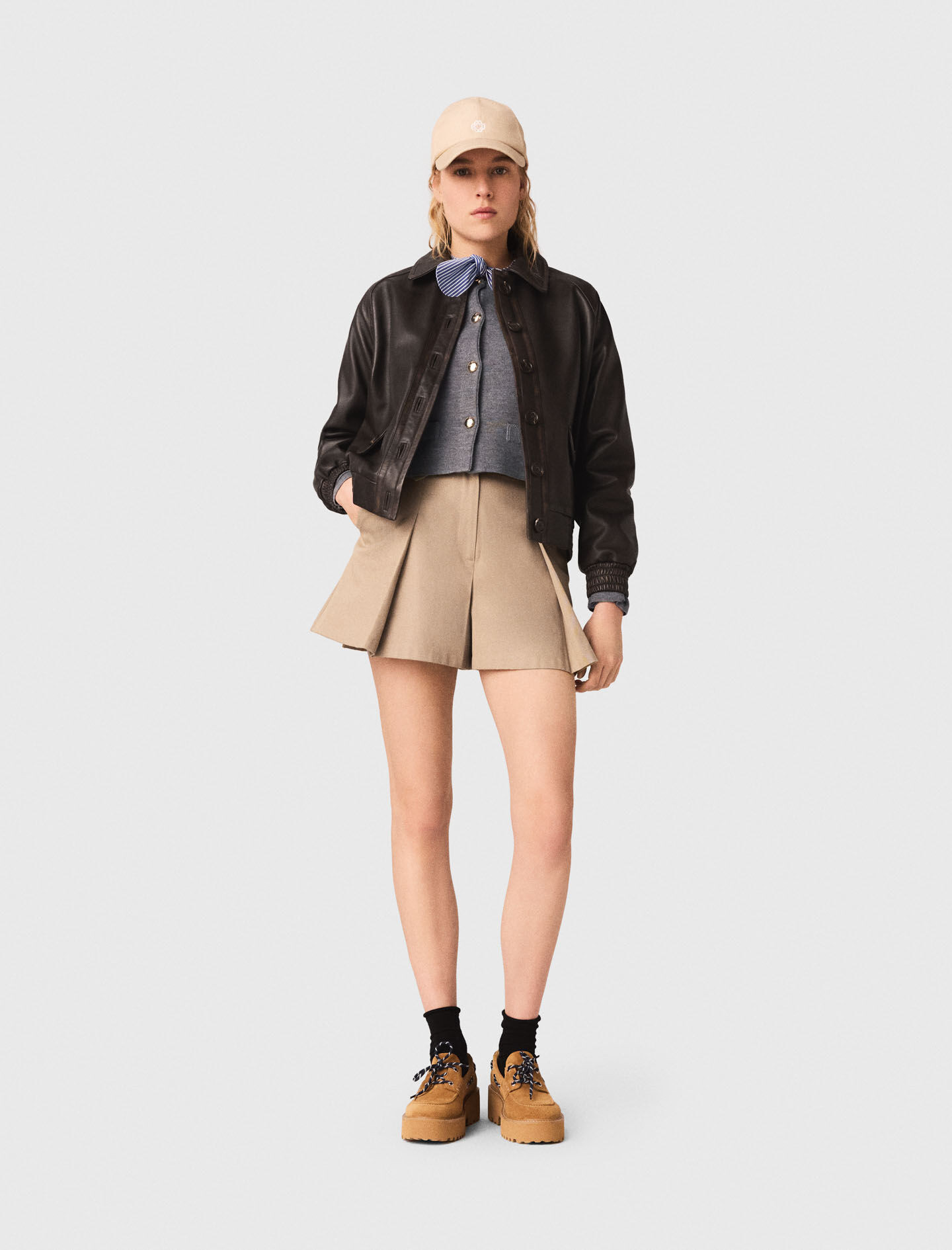 Cropped leather jacket | Maje US