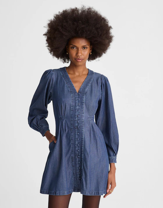 Denim Button-Front Mini Dress | Madewell