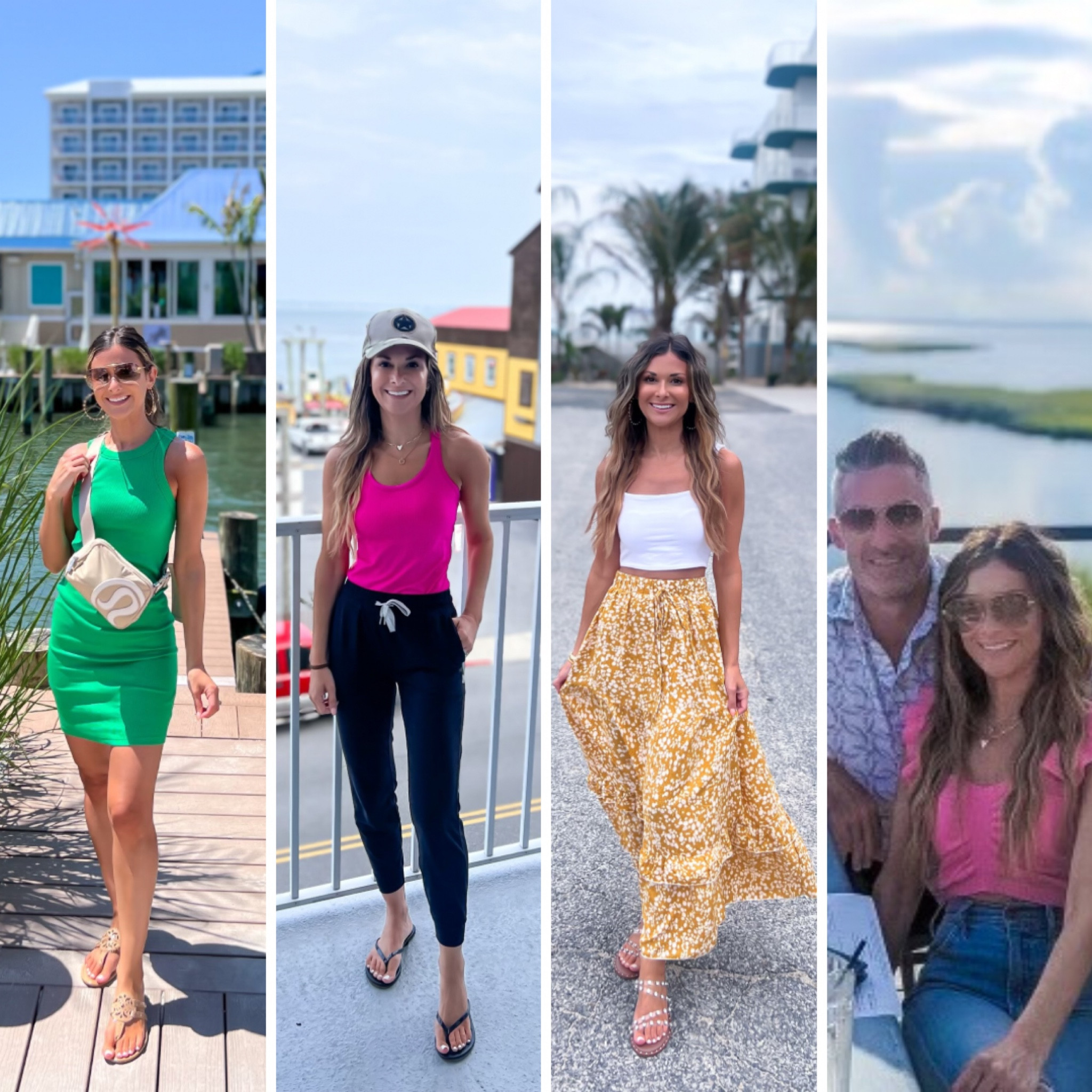 Ocean City, MD vacation outfit roundup 
1)Dress//xs reg at 5'1//Sandals (sized up 1/2)// Belt Bag (my color is out of stock at moment)
2)Sports bra tank//size up//small// Joggers//sized down to be more fitted// xxs at 5'1//
3)Skirt//xs//5’1//top//xs//sandals//sized up 1/2
4) Knit top//s//jeans no longer available 

Tank dress
Athletic top 
Vuori joggers
Maxi skirt 
Knit top 

#LTKunder50 #LTKstyletip #LTKtravel