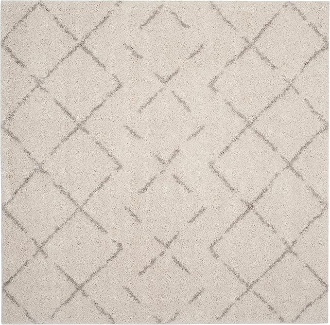 SAFAVIEH Arizona Shag Collection 6'7" Square Ivory/Beige ASG743A Moroccan Diamond Non-Shedding Li... | Amazon (US)