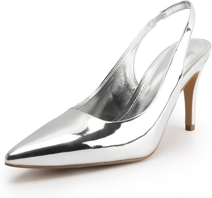 KaroNairy Stiletto Heels for Women Pointed Toe Slingback Heels Closed Toe mid Heel Wedding Dress ... | Amazon (US)