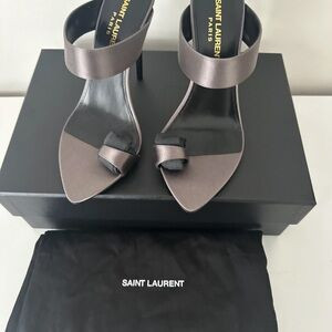Saint Laurent Grey Martha 110 satin mules 36 | Poshmark