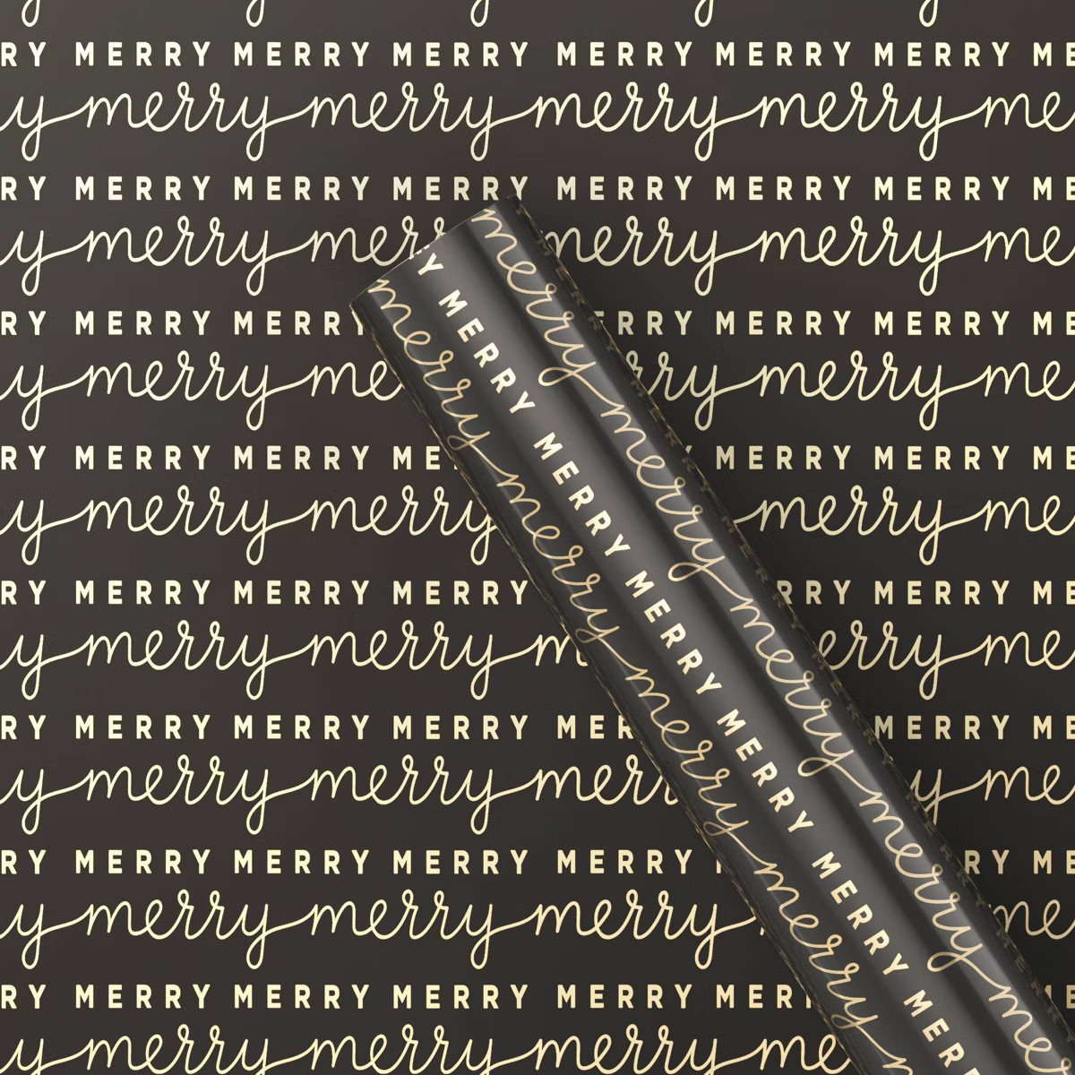 20 sq ft 'Merry' Christmas Gift Wrap Black - Wondershop™: FSC Certified, 30" Width | Target