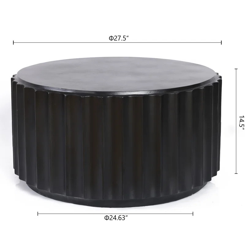 Black Cement Round Coffee Table for Outdoors and Indoors, Modern Accent, Housewarming Gifts | Wayfair North America
