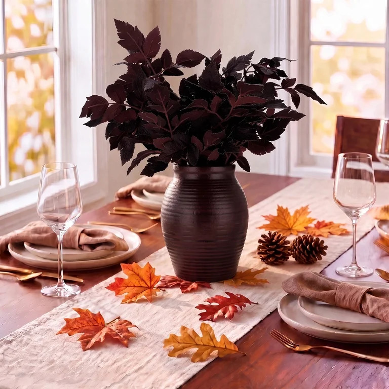 My Texas House Halloween Layered Foliage Arrangement in Vase, Plum, 20" | Walmart (US)