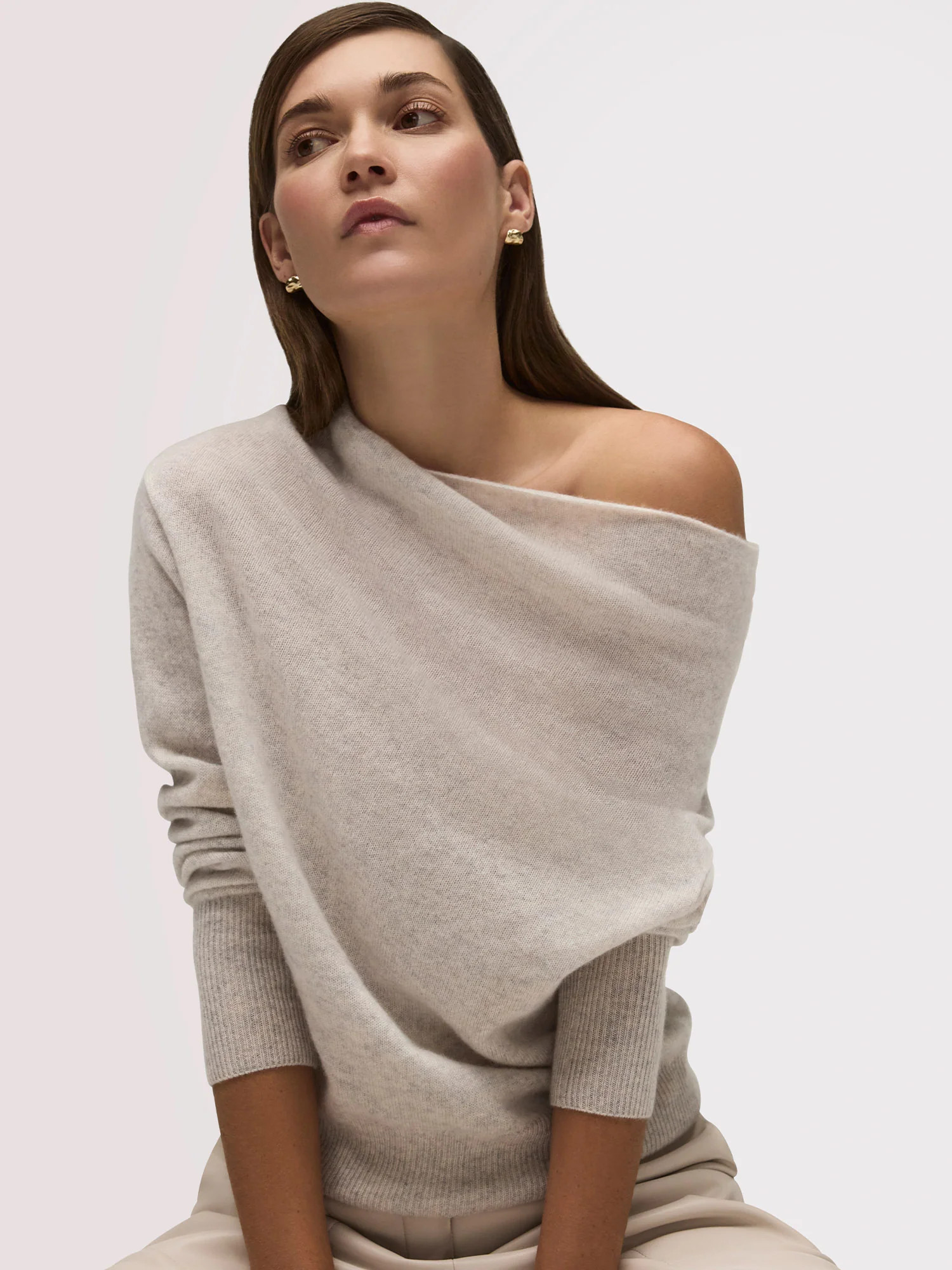 Women's Lori Cashmere Off Shoulder in Mist Mélange | Brochu Walker | Brochu Walker