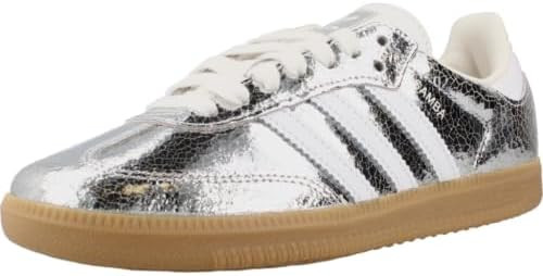 Adidas Samba OG Womens Sneaker (Silver Metallic Cracked Leather, 5) | Amazon (US)