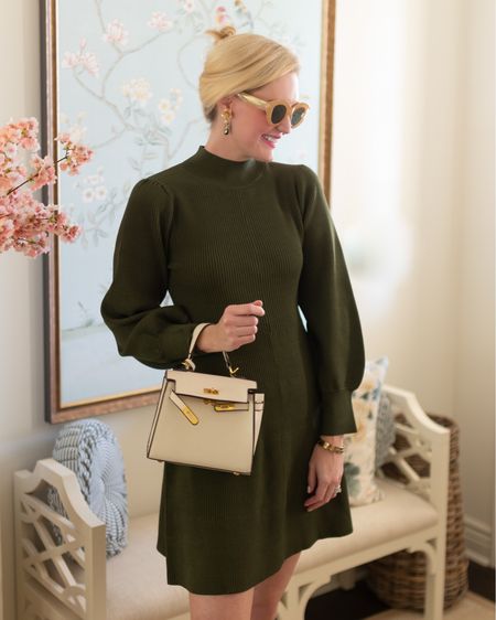 #ad @hillhouse has always been one of my favorites because of the comfort and effortless style their pieces provide! They've made me feel amazing through pregnancy, postpartum and now as a mom matching with my daughter!

I'm wearing the new Hill House Home Mariana sweater dress in the Olive color size medium here! The Mariana Dress features a modern mock neck, blouson sleeves with a ribbed cuff, and a swingy flared mini skirt. The Rib Knit fabric is made for layering and transitional weather with a soft touch, subtle sheen, and a slightly stretchy fit. 

#LTKSeasonal