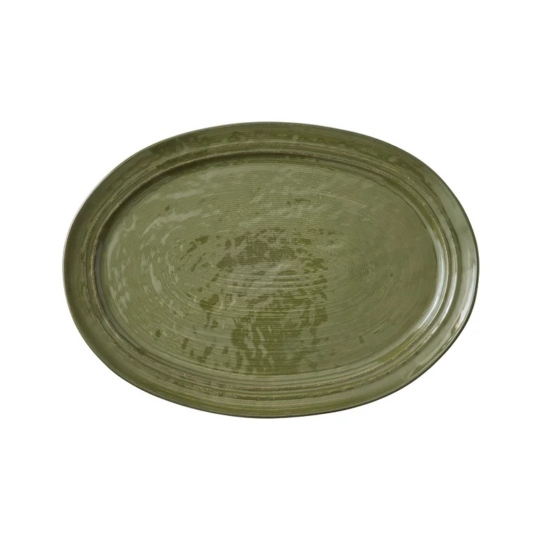 Better Homes & Gardens Artisan Green Stoneware Oval Serving Platter, 16" | Walmart (US)