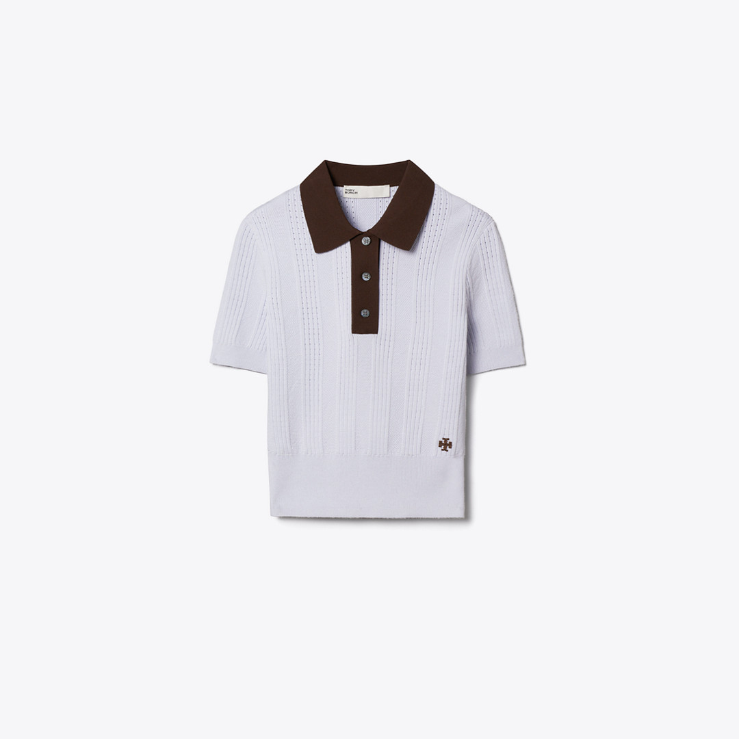 Tory Burch Cotton Pointelle Polo | Tory Burch (US)