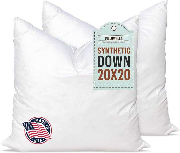 Pillowflex Synthetic Down Alternative Pillow Inserts for Shams - Comfy Pillows for Sleeping, Perf... | Amazon (US)