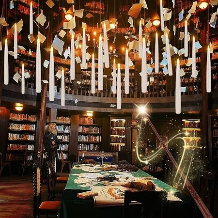 Halloween Decorations - 32pcs Floating Candles with Wand Magic Hanging Candles, Flameless Warm Li... | Amazon (US)