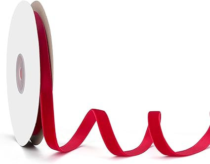 ZIRURUTON Velvet Ribbon Decorations for Christmas Tree DIY Crafts, Vintage Xmas Red Ribbons for W... | Amazon (US)