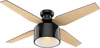 Hunter Fan Company, 59259, 52 inch Cranbrook Gloss Black Low Profile Ceiling Fan with LED Light K... | Amazon (US)