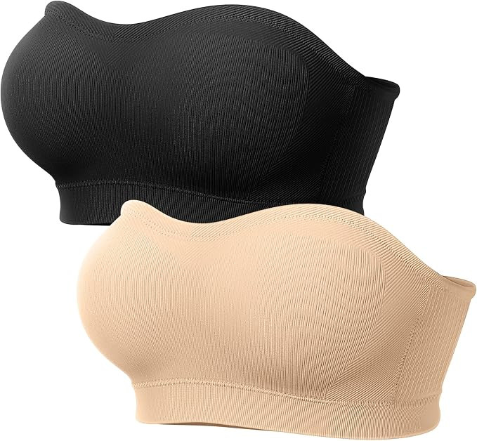 OEAK Womens Push Up Strapless Bras Wireless Bandeau Plus Size Seamless Bra | Amazon (US)