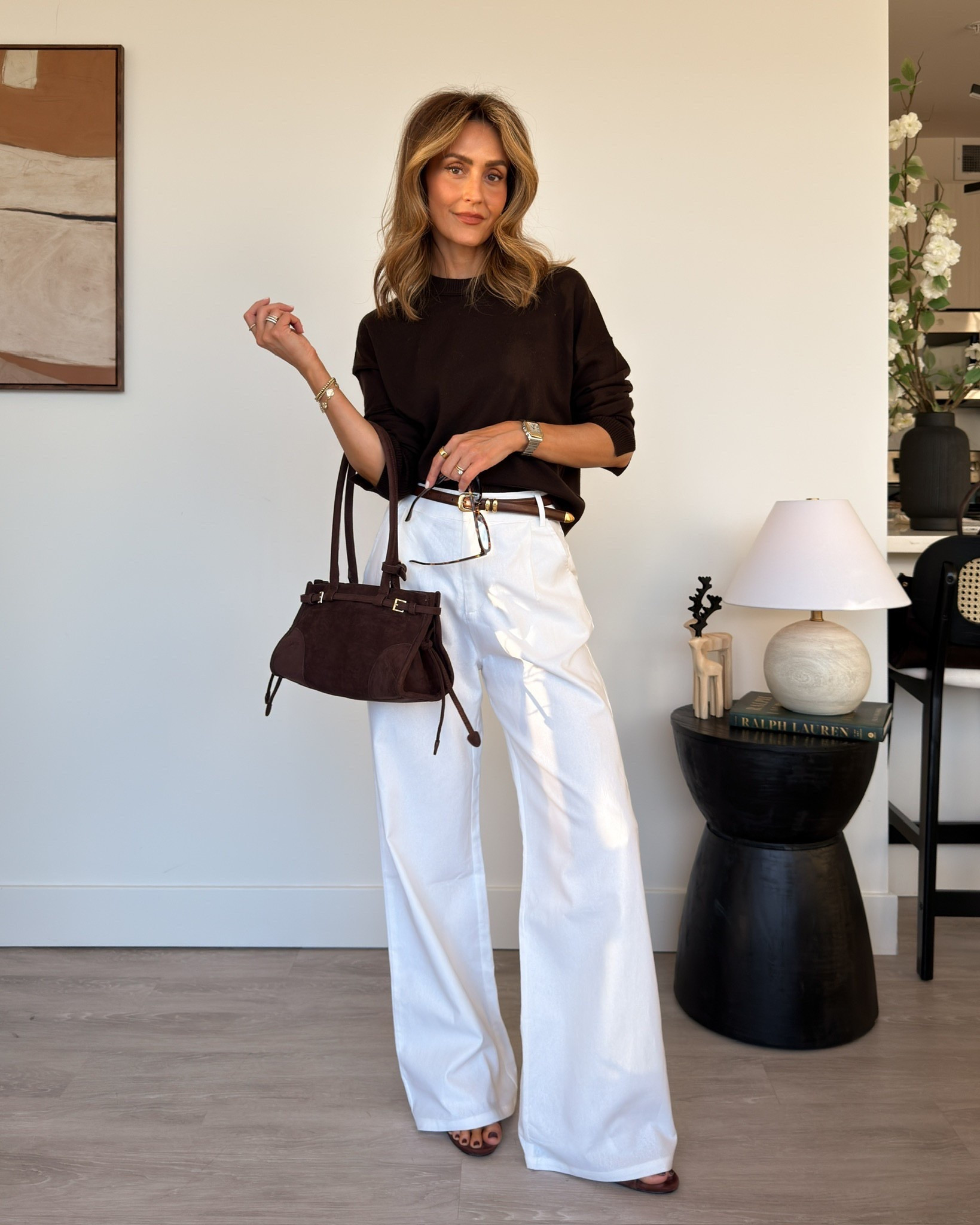 Styling a crewneck sweater with white linen trousers and suede bag🍂 comment SHOP and I’ll send you a DM with the link to shop these outfits + sizing info ✨ 

You need to be following me @karinstylediaries in order to get the links in your messages! 

Crewneck sweater outfit ideas, fall outfits 

#LTKgrwm #LTKHoliday #LTKStyleTip #LTKCyberWeek #LTKootd #LTKSaleAlert