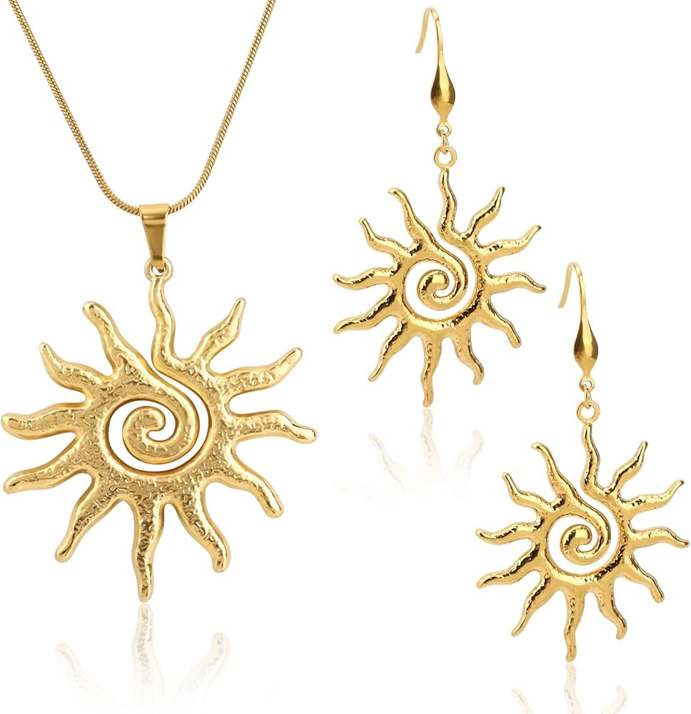 Magical Sun Pendant Necklace for Women, Dainty Sunburst Sunflower Charm Solar Pendant Necklace El... | Amazon (US)
