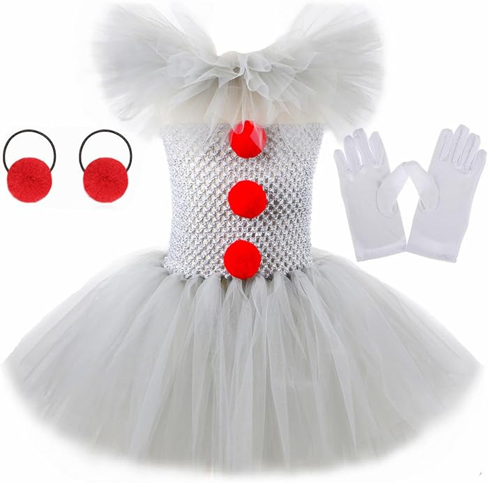 Girls Clown Tutu Dress Costume Halloween Cute Clown Cosplay Dress up for Kids | Amazon (US)