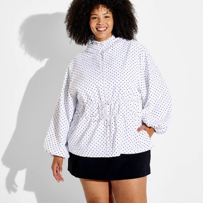 Women's Cinch Waist Raincoat - Wild Fable™ Black Polka Dots 1X | Target