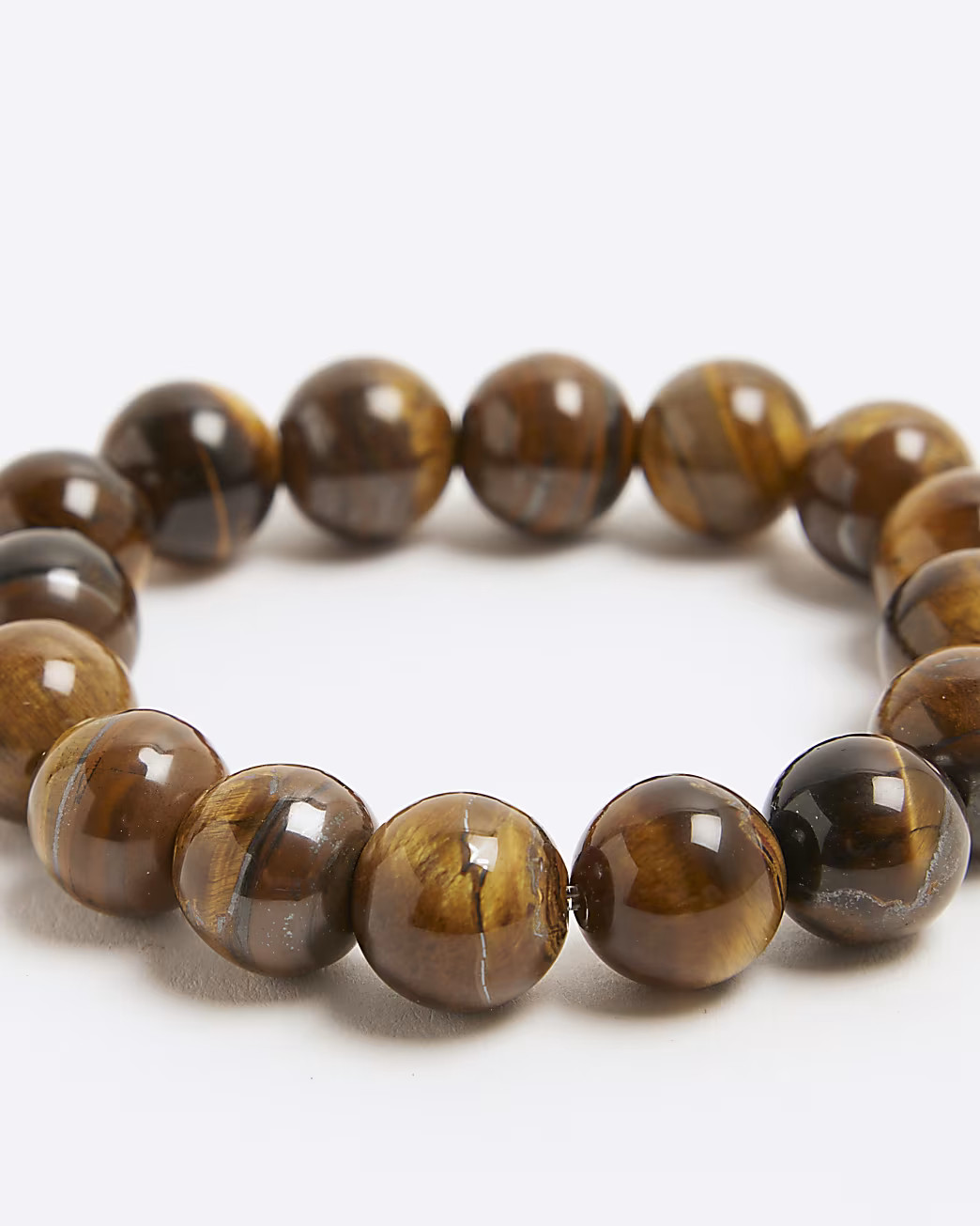 Brown Natural Stone Beaded Bracelet | River Island UK & IE