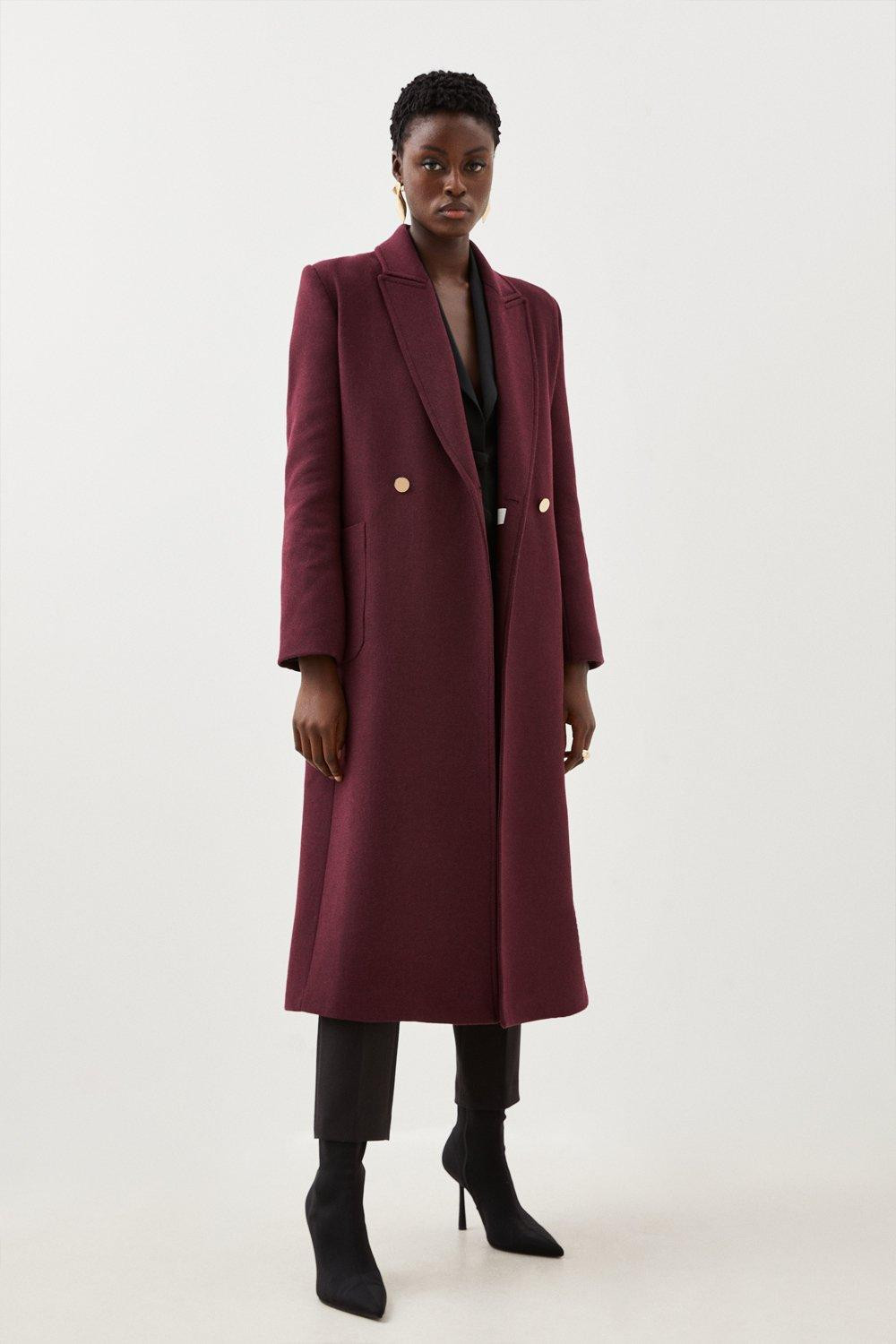 Italian Wool Mix Belted Midi Wrap Coat | Karen Millen UK + IE + DE + NL