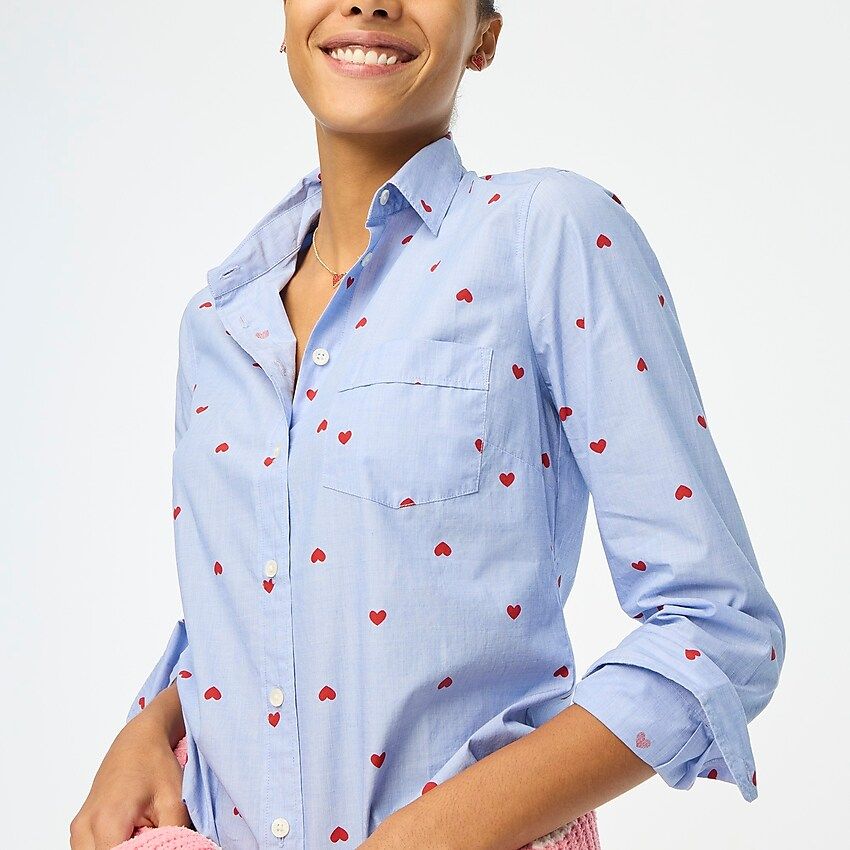 Printed button-up shirt in end-on-end cotton | J.Crew Factory