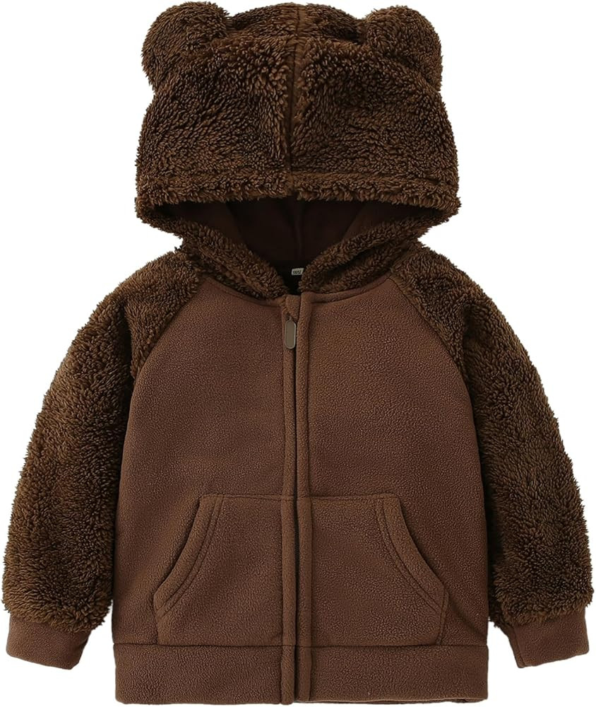 AMIYAN Bear Ears Shape Fleece Warm Hoodies Clothes Toddler Zip-up Light Jacket Sweatshirt Outwear... | Amazon (US)