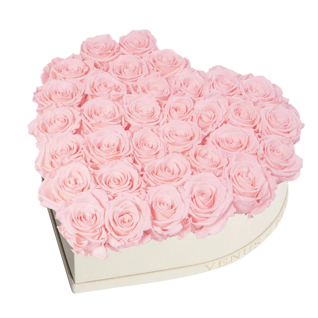 Large Heart - Cream Suede with Eternity Roses | Venus ET Fleur