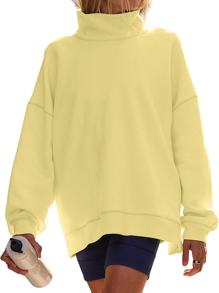 TERIVEEK Womens Mock Neck Sweatshirts Oversized Turtleneck Fleece Long Sleeve Loose Casual Drop S... | Amazon (US)