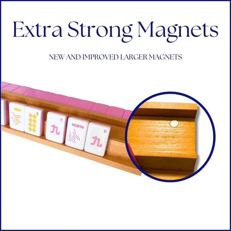 Natural Wood Mahjong Magnetic Racks (Set of 4) – 20 Inch, Detachable Pusher | Etsy (US)