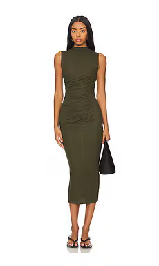 Enza Costa Silk Knit Sleeveless Twist Midi Dress in Army Green from Revolve.com | Revolve Clothing (Global)