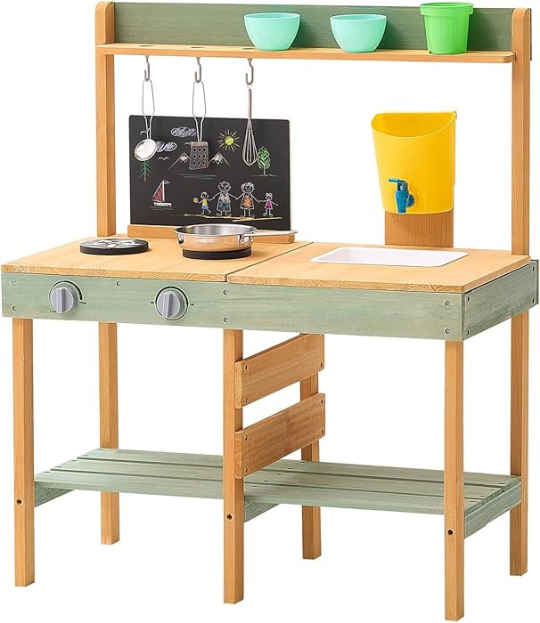 VEVOR Mud Kitchen for Kids Outdoor, Wooden Pretend Play Kitchen Set, Toddler Playset | Amazon (US)