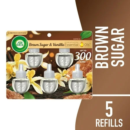 Air Wick Scented Oil Refill Air Freshener Essential Oils Brown Sugar & Vanilla 5 Count | Walmart (US)