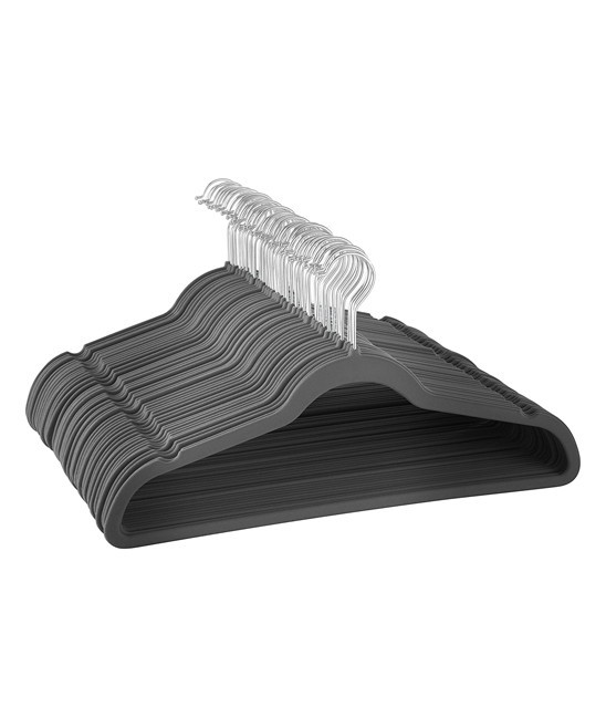 Zober Hangers grey - Gray Velvet Non-Slip Hangers - Set of 50 | Zulily