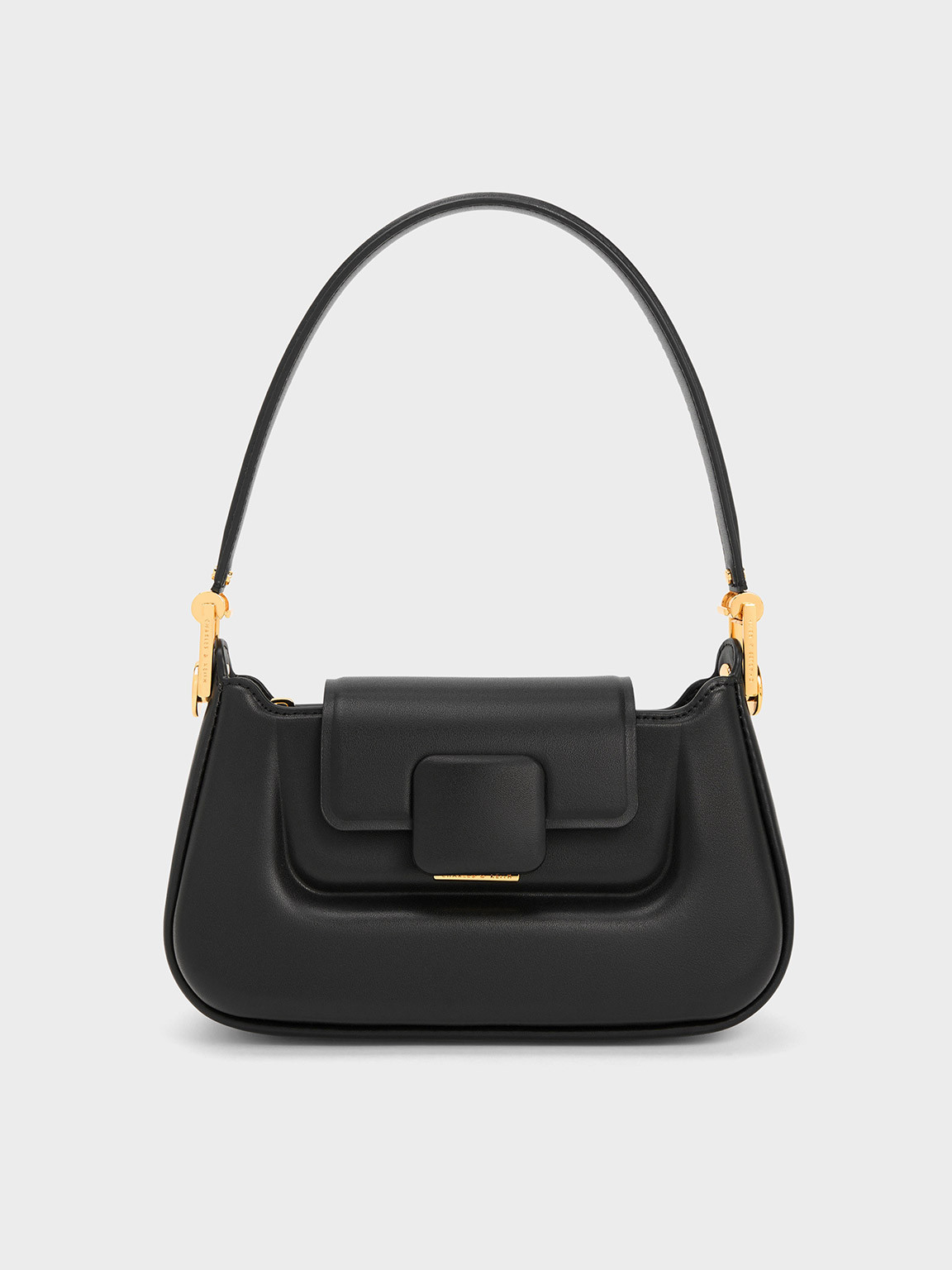 Koa Push-Lock Top Handle Bag
 - Black | Charles & Keith US