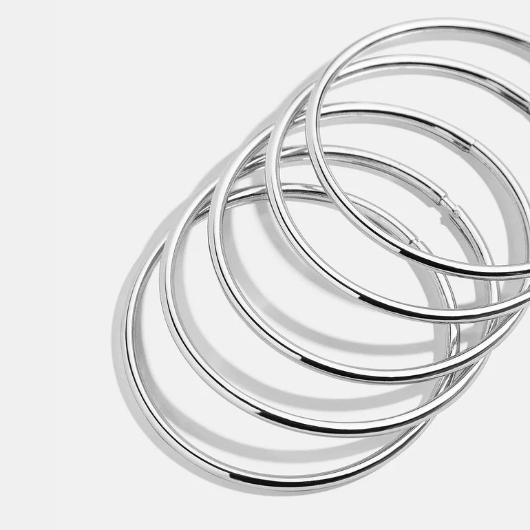 Alexia Bangle Bracelet Set - Silver | BaubleBar