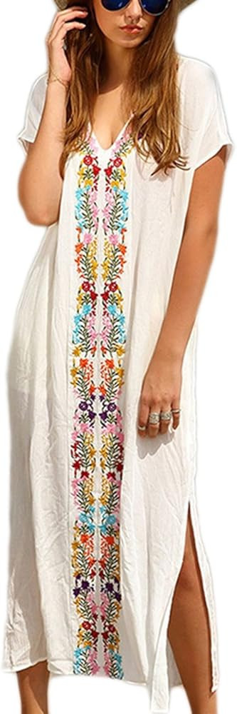 Bsubseach Women Beachwear Turkish Kaftans Long Swimsuit Cover up Caftan Beach Dress | Amazon (US)