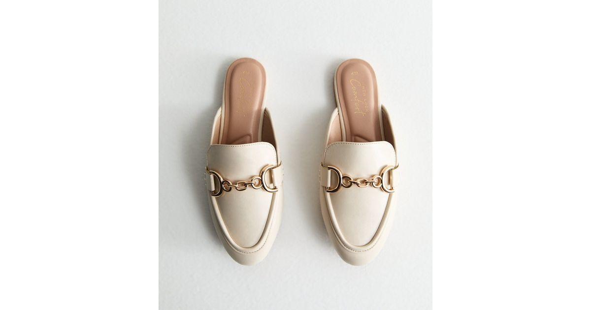 Off White Leather-Look Chain Trim Mule Loafers
						
						Add to Saved Items
						Remove from ... | New Look (UK)