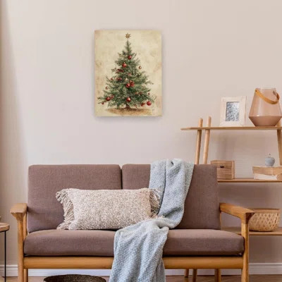 Neutral Rustic Christmas Tree Winter Theme, Unframed Wall Art, 16 X 20 | Wayfair North America