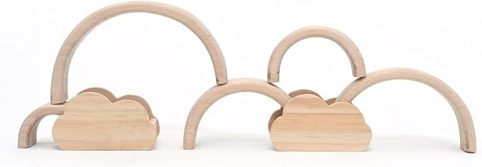 Natural Wooden Rainbow Stacking Toy - Rainbow Wooden Stacker | Montessori Rainbow Stacker Wooden ... | Amazon (US)