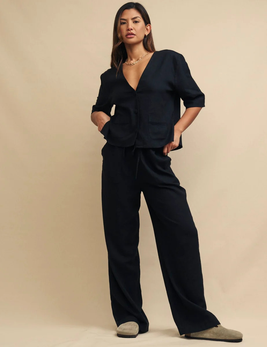 Black Linen-blend Drawstring Trousers
  

  
    £65.00 | Nobody's Child
