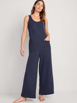Sleeveless Loose Marled Fleece Lounge Jumpsuit for Women | Old Navy (US)