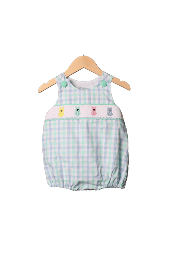 Smocked Peep Mint Plaid Bubble | The Smocked Flamingo