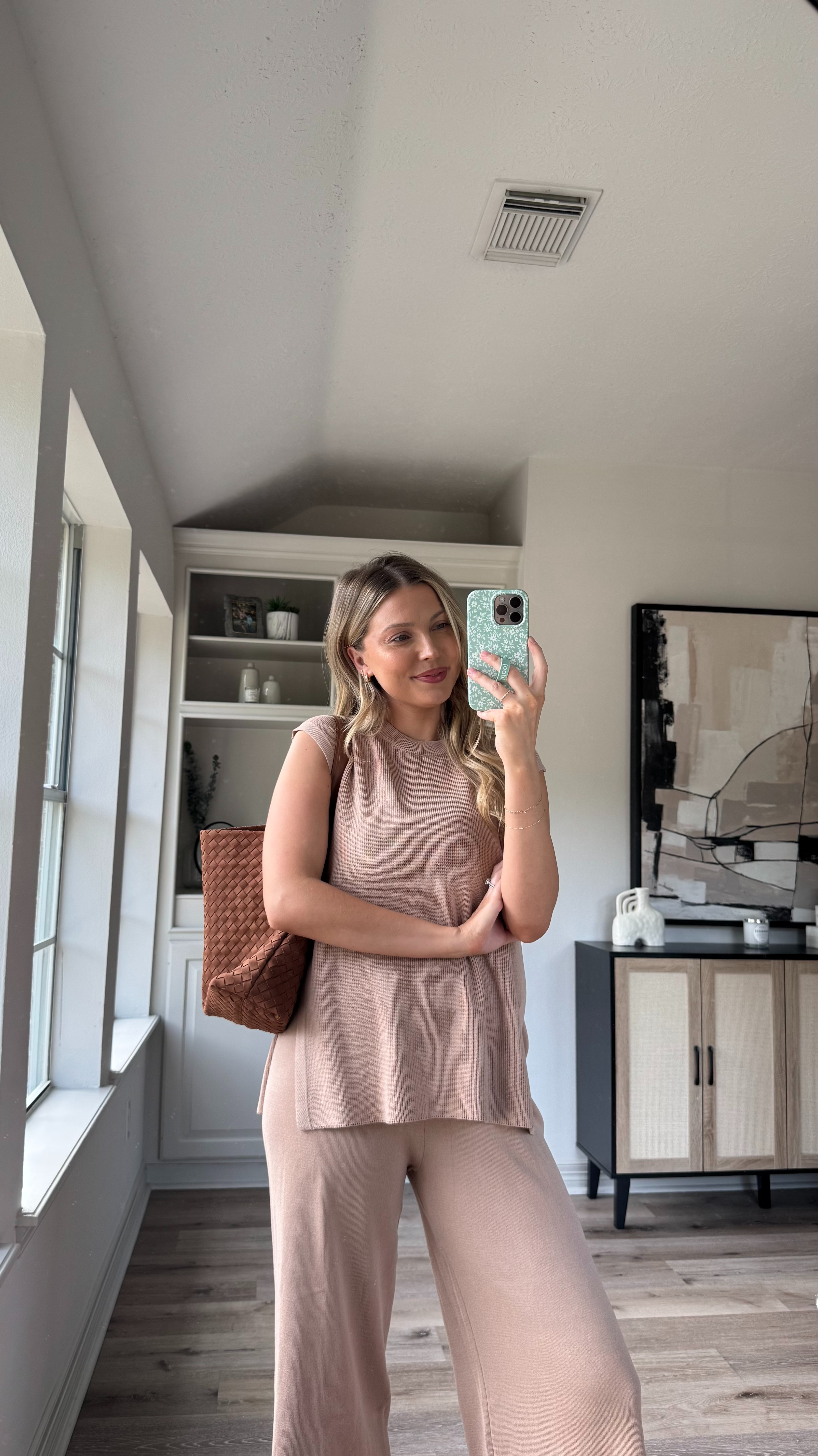 Casual Spring Lounge Set Outfit | This set went so viral when I shared it in white so I had to grab another color. It's perfect for nursing too. Wearing size M in the set and sports bra tank. Sandals fit tts.  

 

#LTKStyleTip